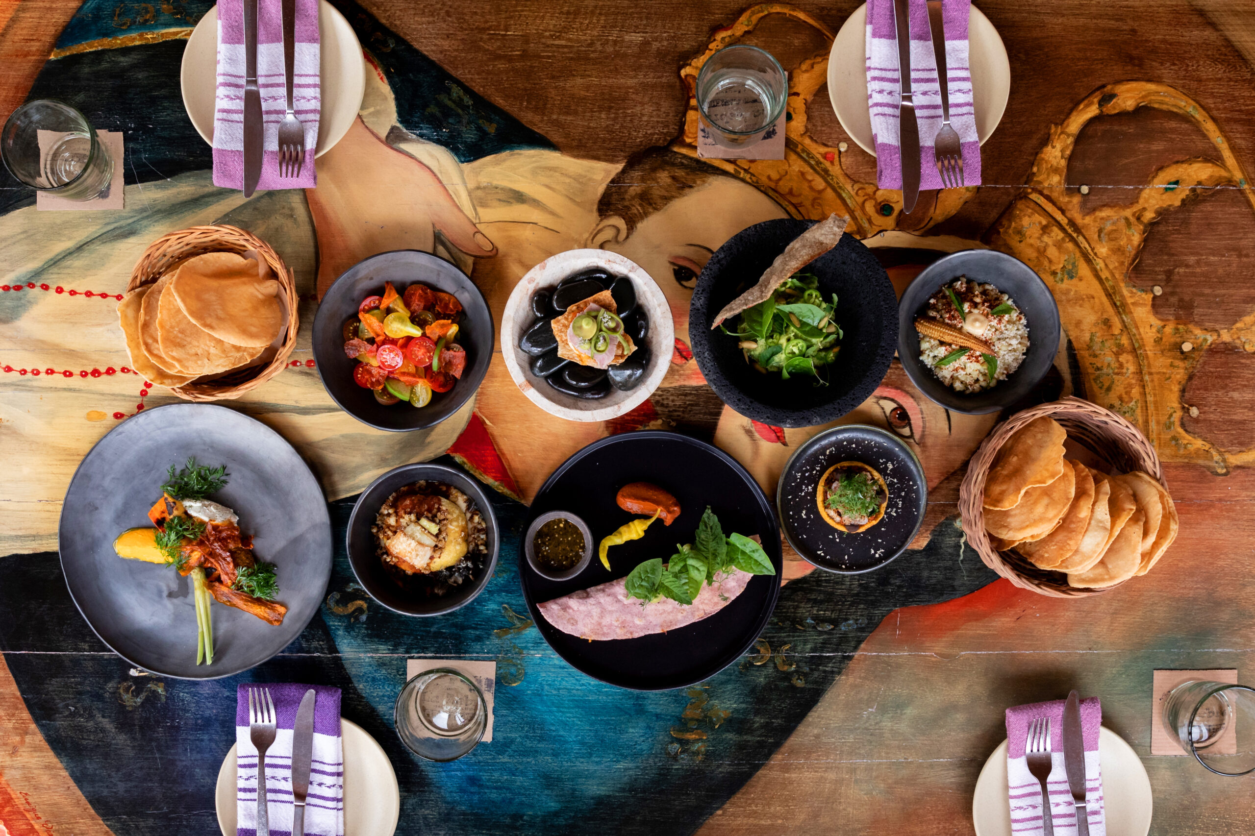 Aerial view dinner menu